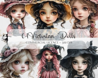 Vintage-Puppe Clipart Rosa Viktorianische Puppe PNG Junk-Journal Zubehör Scrapbooking Papier Crafting Pack Digitale Seite Collage Vintage Printable