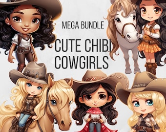 Cowgirl Clipart Western Clipart Cowgirl PNG Chibi Clipart Chibi PNG Cowgirl Hat PNG Wild West Cowgirl Bachelorette Disco Cowgirl Party