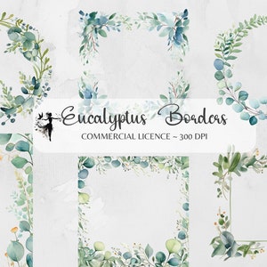 Eukalyptus-Bordüre PNG Eukalyptus-Kranz Aquarell Bordüre Eukalyptus-Eckenbordüre Hochzeitseinladung Grün-Set Grüne Blätter Rahmen PNG