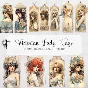 Étiquettes victoriennes antiques étiquette imprimable Scrapbooking indésirable journalisation étiquettes vintage dames éphémères imprimables scrap fournitures addons