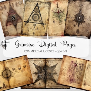 Digital Grimoire Paper Printable Book of Shadows Witchy BoS Vintage Ephemera Junk Journal Pages Scrapbooking Kit Wicca Witchy Collage Sheet