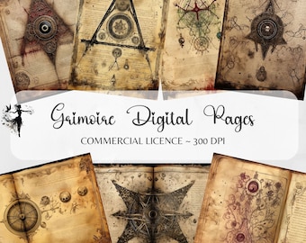 Digitales Grimoire Papier druckbares Buch der Schatten Witchy BoS Vintage Ephemera Junk Journal Seiten Scrapbooking Kit Wicca Witchy Collage Sheet