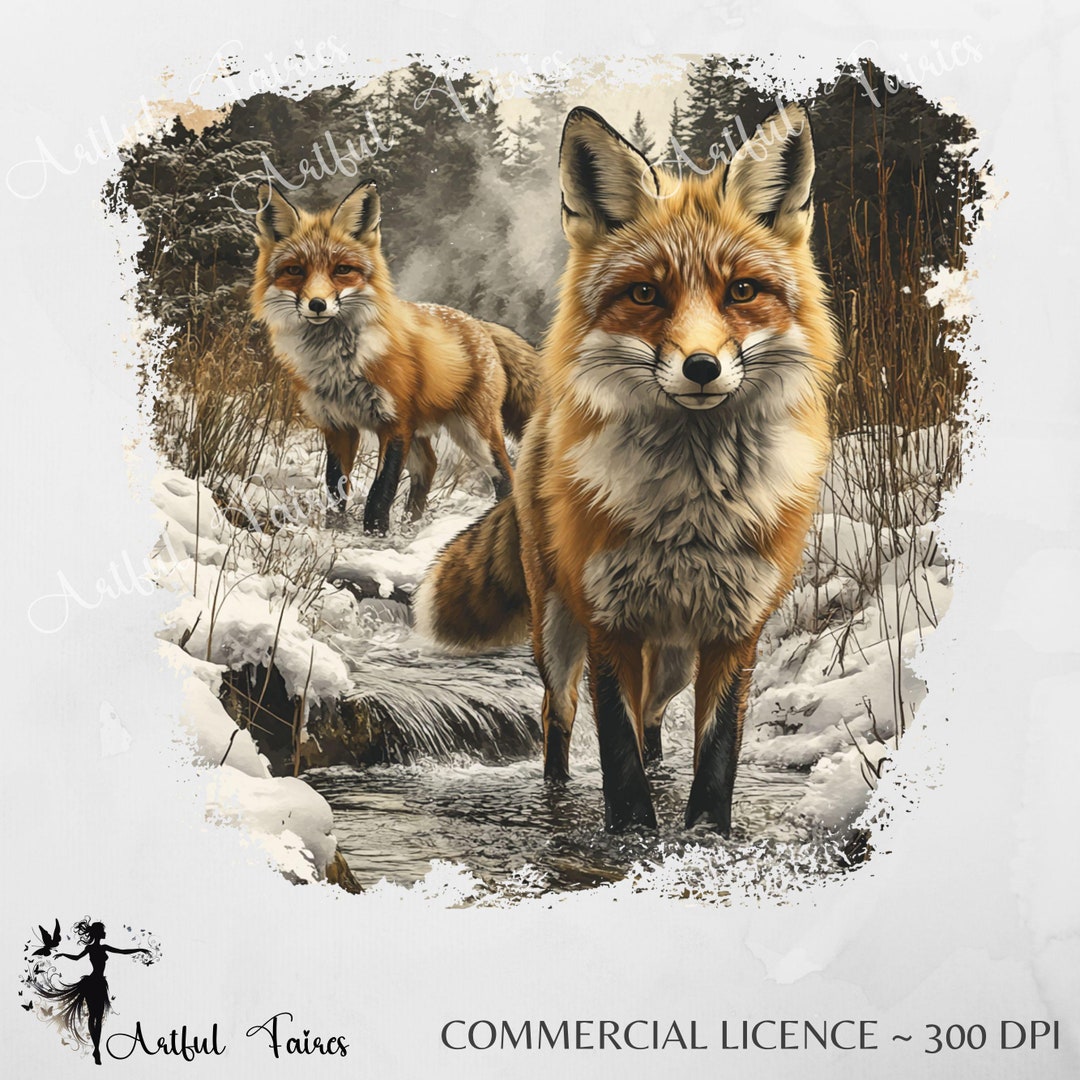 Retro Fox Wilderness Scene PNG Nineties Vintage Fall Fox Shirt PNG