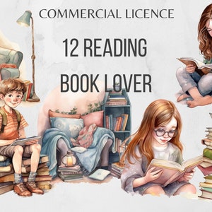 Reading Clipart Book Clipart Books Clipart Bookworm Clipart Reading PNG Girl Reading Clipart Bookshelf Watercolor Clipart Reading Stickers