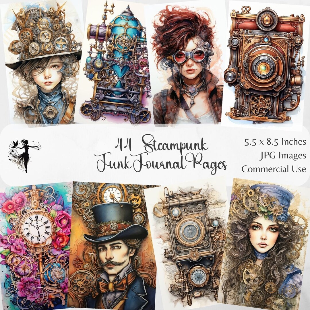Steampunk Junk Journal Pages Kit Vintage Steampunk Cliipart Junk ...