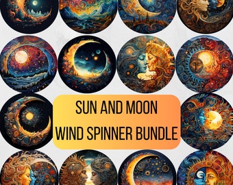 Sun and Moon Wind Spinner PNG Bundle Wind Spinner Designs Sublimation Spinners Wind Spinners Sublimation Windspinner Spinner PNG Celestial