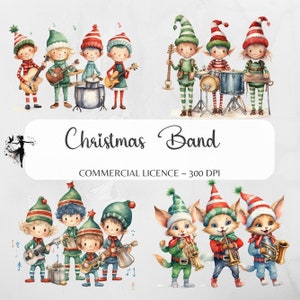 Christmas Band PNG Christmas PNG Christmas Elf PNG Watercolor Elf Clipart Santa Elf png Watercolor Christmas Clipart Christmas Sticker