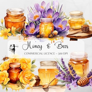 Watercolor Honey Clipart Honey Bee PNG Bee PNG Bee Clipart Honey Dripping Watercolor Flower Clipart Drip png Watercolor Bee Clipart