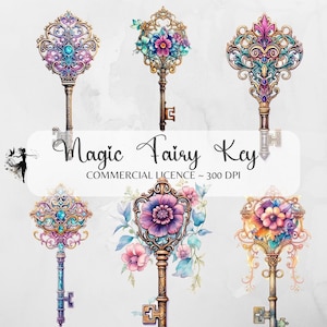 Magic Key Clipart Fantasía Clipart Witchy PNG Hada Clipart Fantasía Arte Santa Key Junk Journal Clipart Mágico Cuento de Hadas Érase una vez