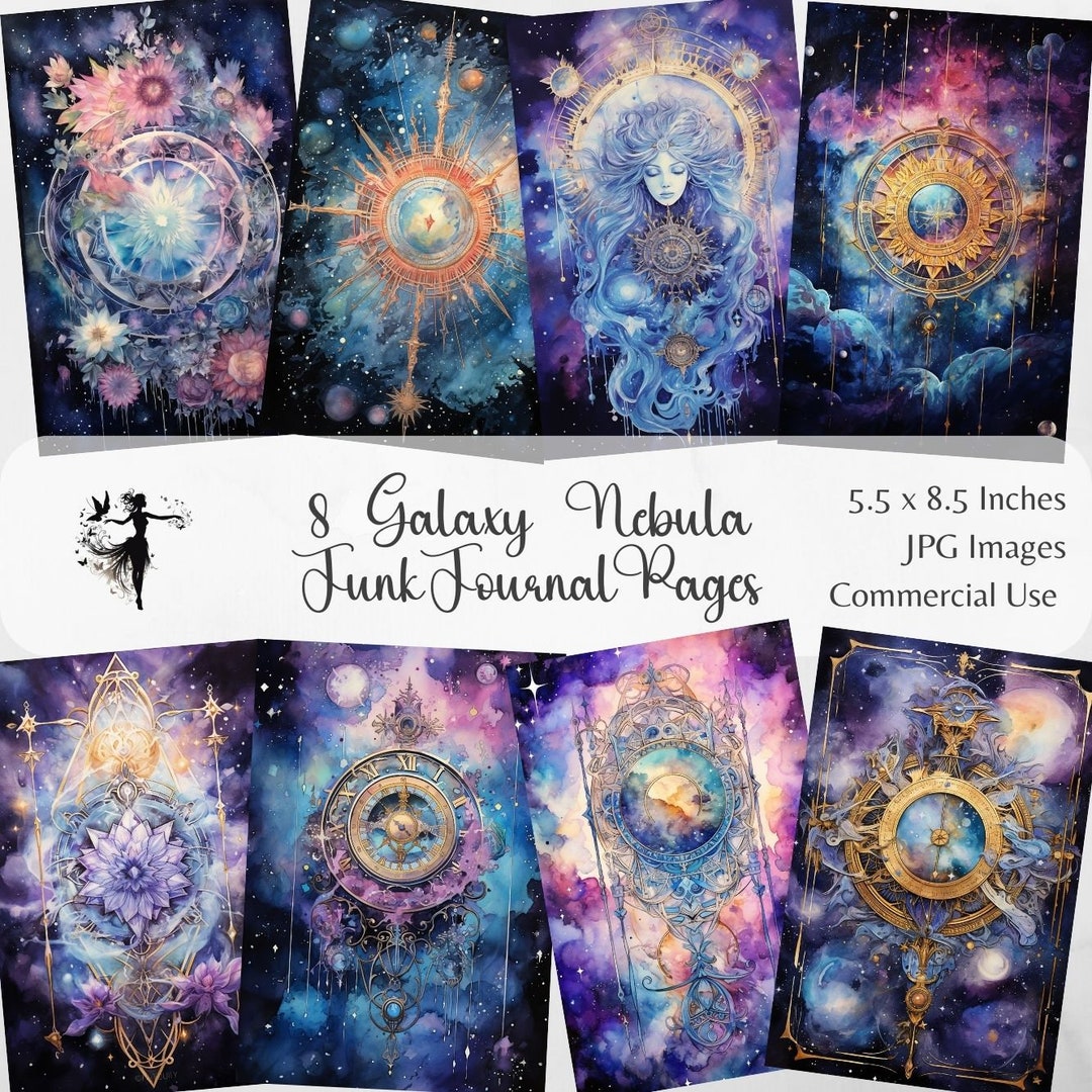 Celestial Galaxy Junk Journal Pages Digital Scrapbook Paper Kit Nebula ...