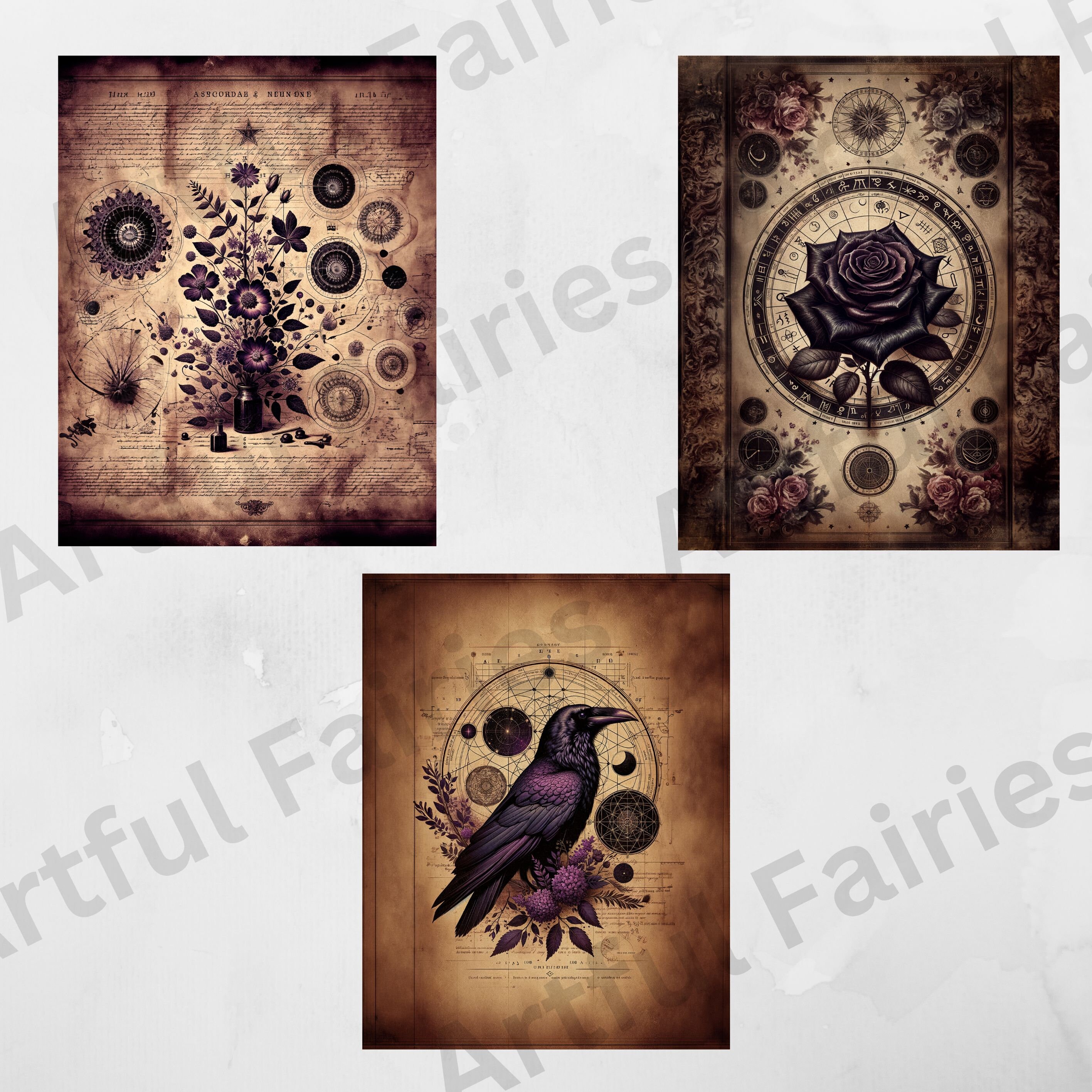 Digital Grimoire Paper Printable Book of Shadows Witchy Gothic Library ...