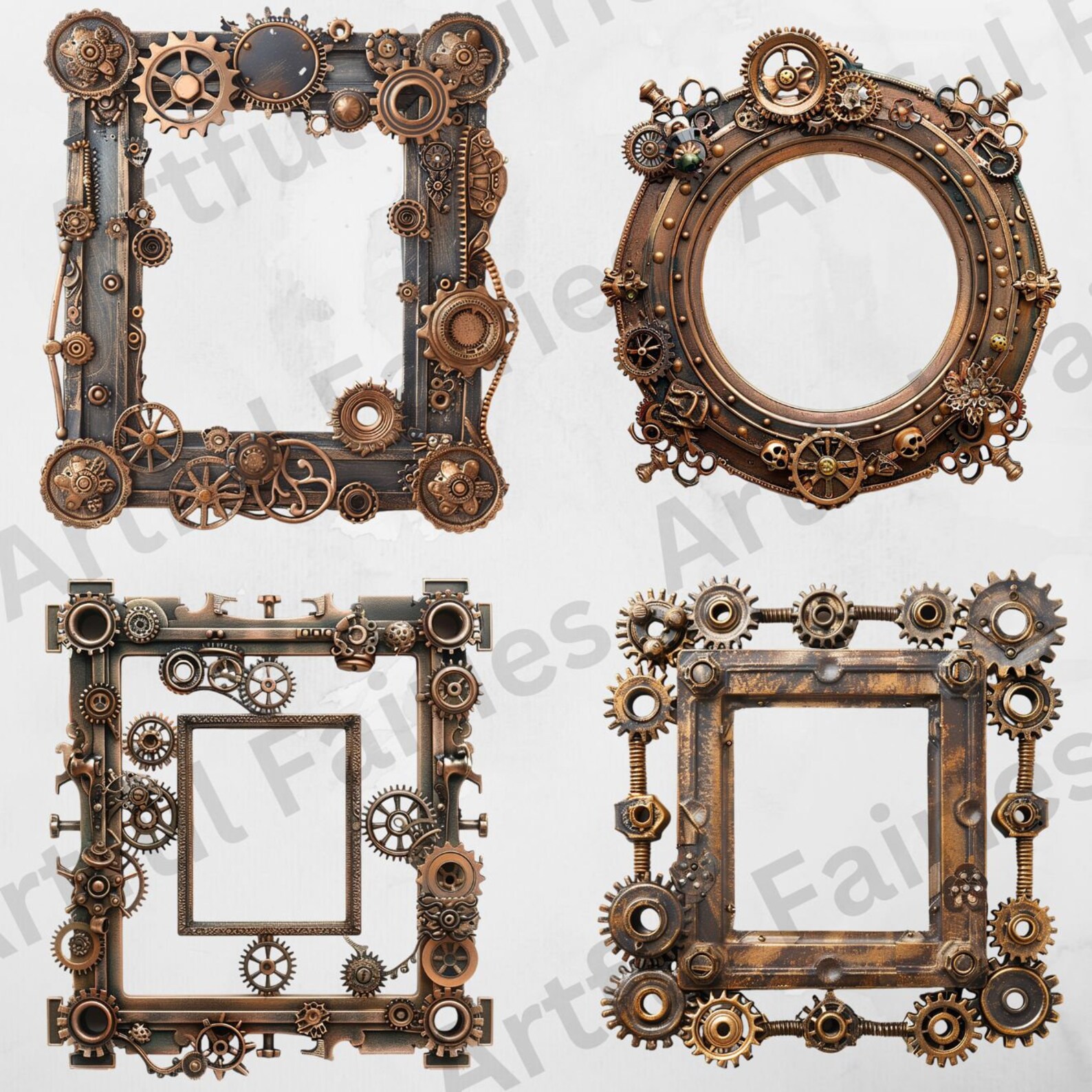 Steampunk Frames Clipart Ephemera PNG Junk Journal Supplies Paper Craft ...