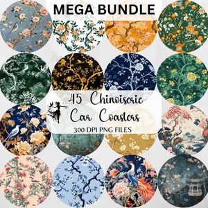 Ensemble de sous-verres de voiture chinois en forme de sublimation PNG, motif chinois, boucle d'oreille ronde, téléchargement de porte-clés à sublimation centrifuge