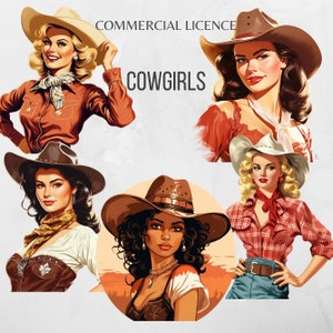 Cowgirl Clipart Western Clipart Cowgirl PNG Retro Clipart Retro PNG Cowgirl Hat PNG Wild West Cowgirl Bachelorette Disco Cowgirl Party