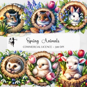 Ensemble de cliparts trou de souris Souris nature dans des trous Souris aquarelle Cottagecore sublimation PNG Designs Animal confortable hérisson poussin agneau lapin