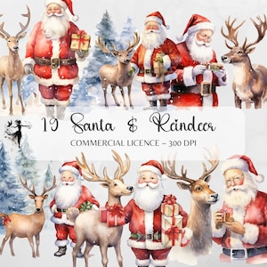 Santa Clipart Santas Reindeer PNG Santa Claus PNG Santa Little Reindeer png Christmas  Watercolor Santa Christmas png Christmas Clipart