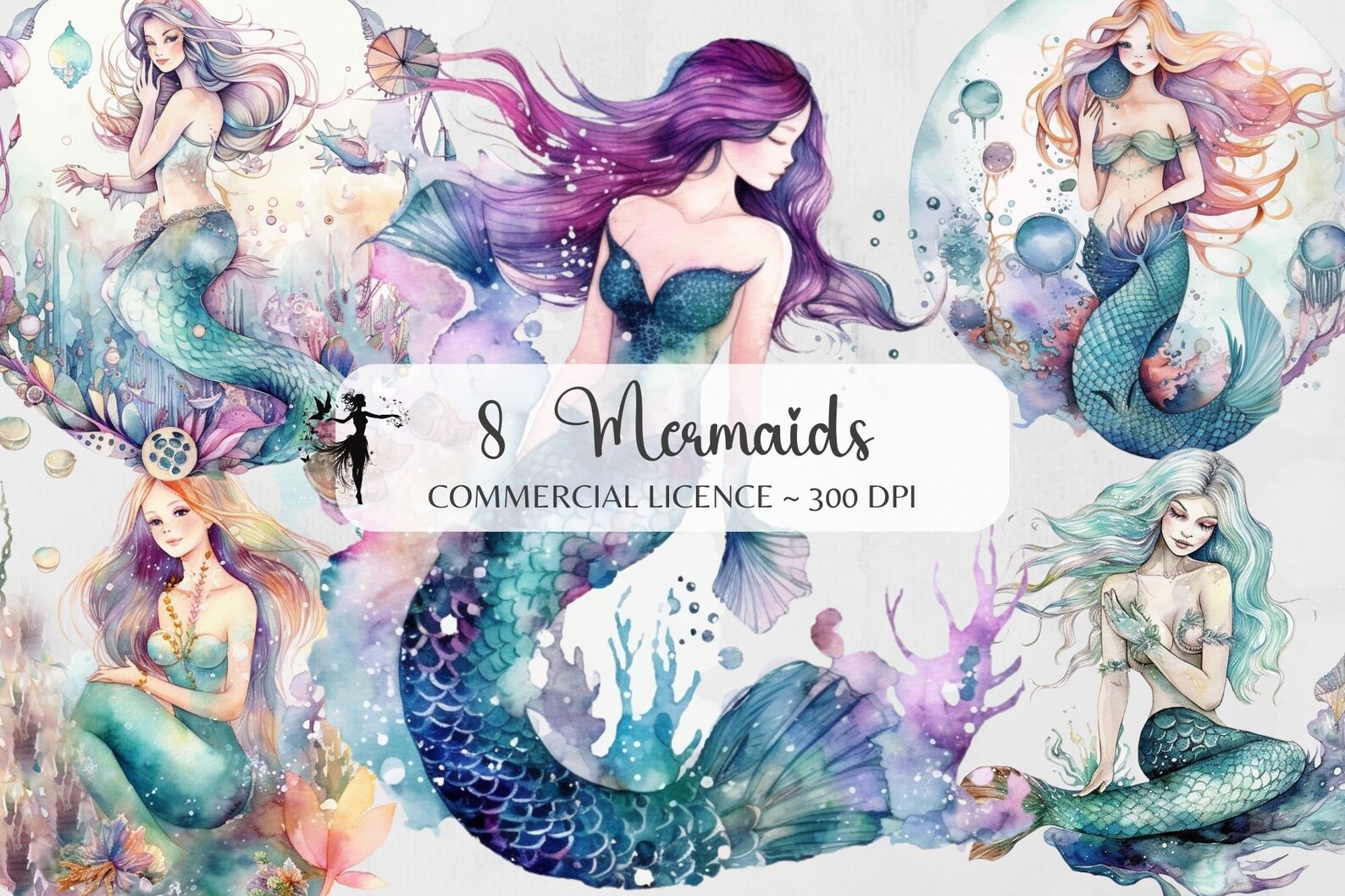 Mermaid Clipart Mermaid PNG Watercolor Mermaids Mermaid Invitation ...