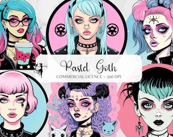 Pastel Goth Clipart Goth PNG Pastel Goth Pegatinas Pastel Goth Arte Goth Chica Lindo Halloween Clipart Paquete Emo Pegatinas Pastel Goth Decoración