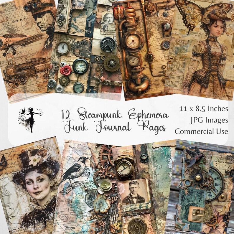 Steampunk Junk Journal Pages Steampunk Clipart Journal Kit Steampunk ...