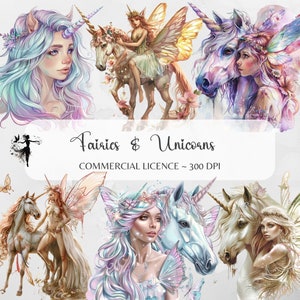Unicórnio Clipart Fada PNG Fantasia Cristal Pastel Aquarela Unicórnio Junk Journal Suprimentos Livro de sucata Sublimação Papel Artesanato para impressão