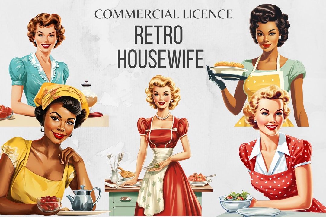 Retro Housewife Clipart 50s PNG 50s Housewife Retro Clipart Etsy Portugal