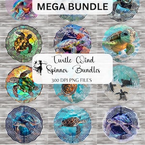 Turtle Wind Spinner PNG Bundle Sea Turtle Spinner Sublimation Design Wind Spinner Designs 10.5inch Round Hanging Ornament WindSpinner PNG