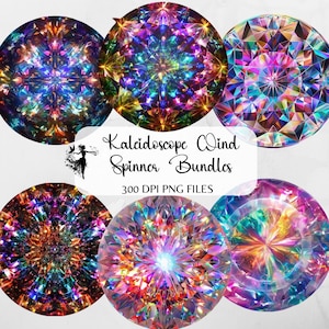 Ensemble d'éoliennes kaléidoscope en PNG Néon girouette en sublimation, girouette à vent ronde, 25 cm (10,5 po.)