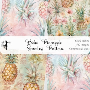 Boho Ananas Musterdesign Obst Digitales Papier Hintergrund Printable Scrapbooking Junk Journal Ananas Stoff Druck Sublimation Design