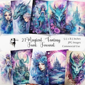 Fantasy Junk Journal Journal Seiten Fairy Journal Kit Magie Junk-Journal Papier Pack Scrapbook Papier Once upon a Time Digitales Papier