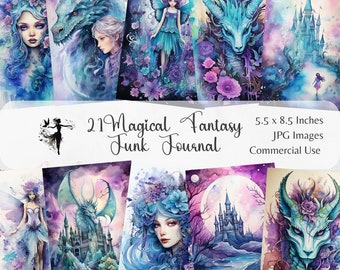Fantasy Junk Journal Journal Seiten Fairy Journal Kit Magie Junk-Journal Papier Pack Scrapbook Papier Once upon a Time Digitales Papier