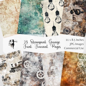 Steampunk Junk Journal Pages Vintage Grunge Steampunk Clipart Background Junk Journal Paper Pack Scrapbooking Ephemera Digital Printable