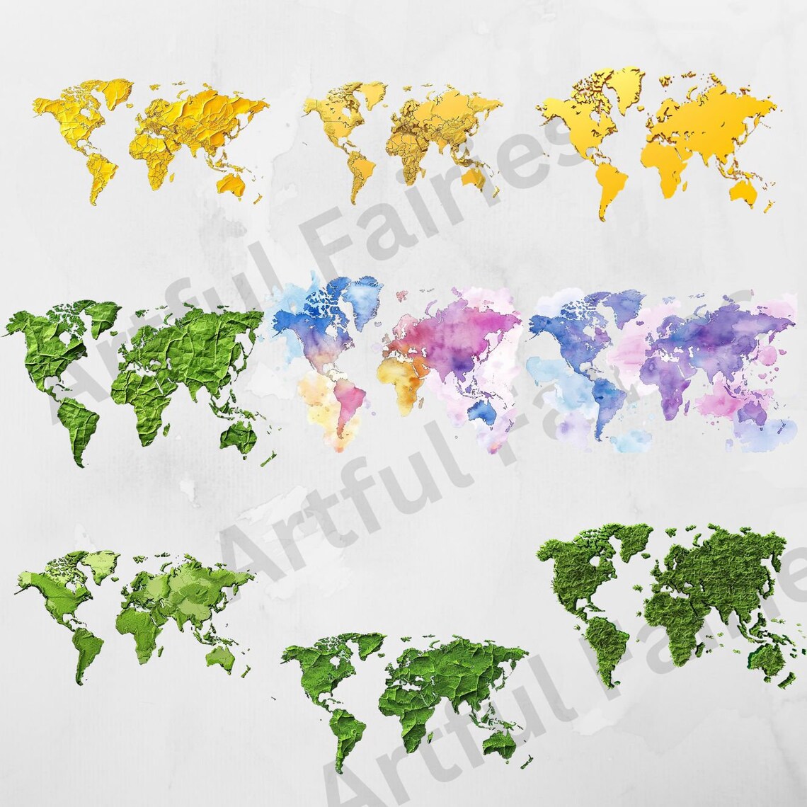 Map Generic Pastel World Map Clipart Pastel Earth Watercolor Maps PNG Printable World Map ...
