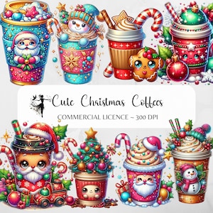 Caffè di Natale PNG Clipart Tazze da caffè di Natale carine Pupazzo di neve festivo di Natale png Design di sublimazione Trasferimento DTF invernale Bicchiere da caffè freddo