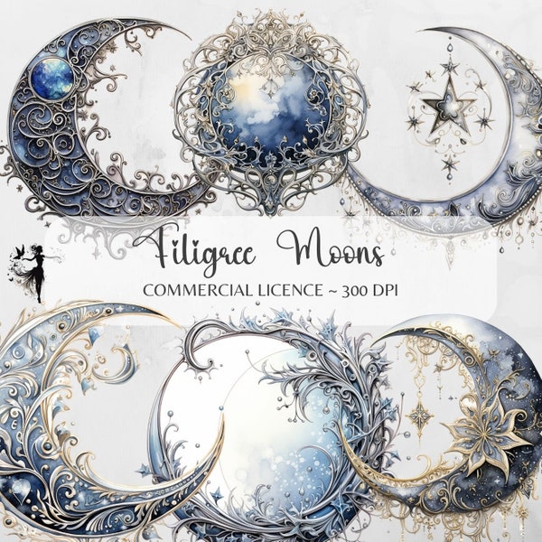 Full Moon PNG Moon Clipart Celestial Clipart Fantasy Clipart Junk Journal Supplies Mixed Media Watercolor PNG Crescent Moon Silver Moon