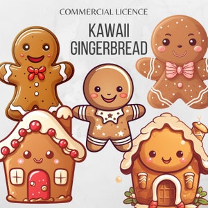 Gingerbread Clipart Kawaii Clipart Gingerbread PNG Christmas Clipart Christmas PNG Christmas Stickers Gingerbread Decor Gingerbread Man PNG