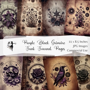 Digital Grimoire Paper Printable Book of Shadows Witchy Gothic Library Vintage Ephemera Junk Journal Pages Herbologist Kit Wicca Green Witch