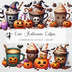 Café de Halloween PNG Clipart Halloween Tazas de café Spooky Otoño PNG Calabaza png Diseño de sublimación Otoño DTF Transferencia Café helado png Vaso