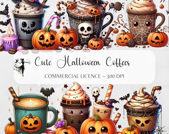 Halloween Coffee PNG Clipart Halloween Coffee Cups Spooky Fall PNG Pumpkin png Sublimation Design Fall DTF Transfer Iced Coffee png Tumbler
