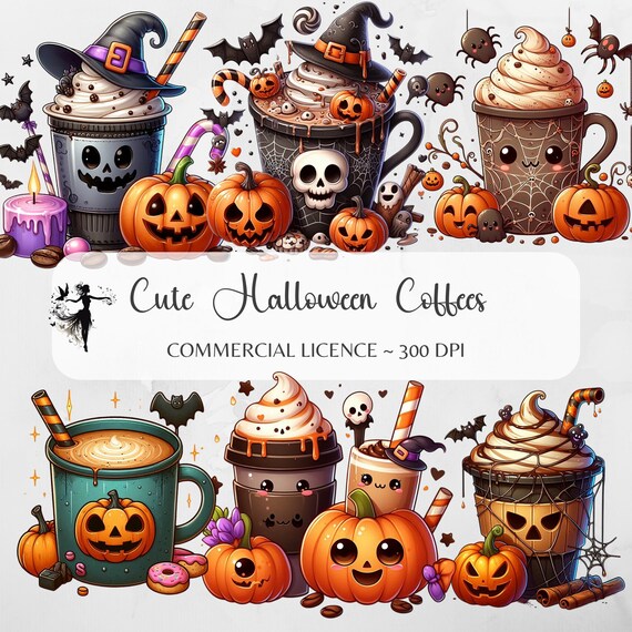 Halloween Coffee PNG Clipart Halloween Coffee Cups Spooky Fall PNG Pumpkin png Sublimation Design Fall DTF Transfer Iced Coffee png Tumbler