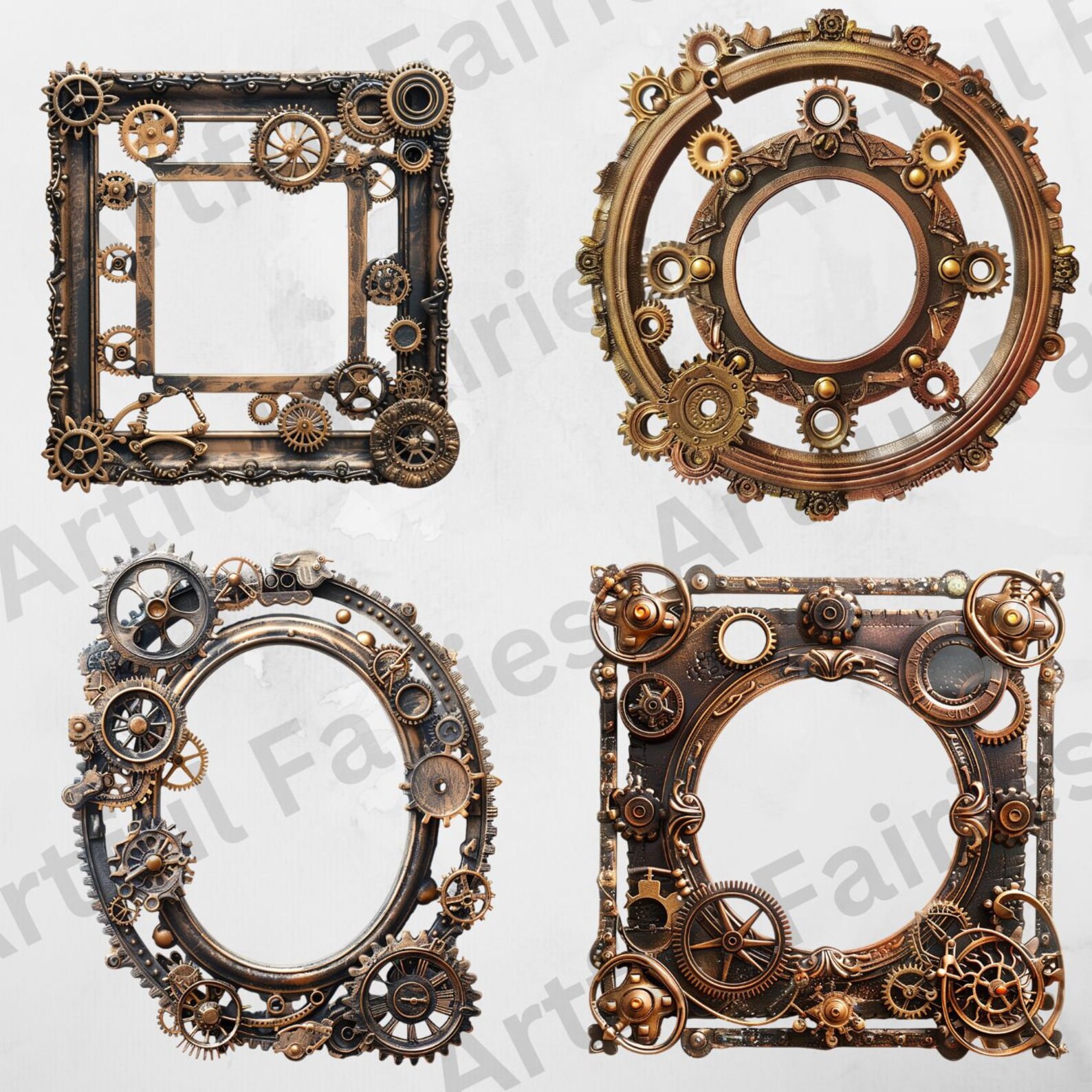 Steampunk Frames Clipart Ephemera PNG Junk Journal Supplies Paper Craft ...