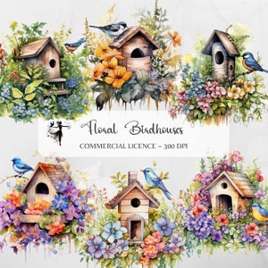 Watercolor Birdhouse Clipart Birdhouses Clipart Spring Clipart Garden Clipart Summer Clipart Springtime Cute Birdhouses PNG Nature Clipart