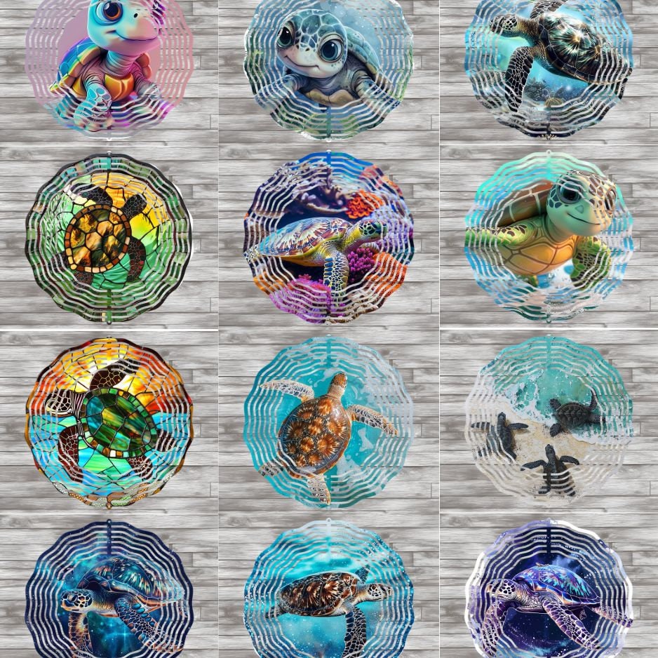 Turtle Wind Spinner PNG Bundle Sea Turtle Spinner Sublimation Design ...