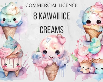 Kawaii Clipart Ice Cream Clipart Candy Clipart Cute Ice Cream Clip Art Ice Cream Instant Download Food Clipart Ice Cream PNG Summer Clipart