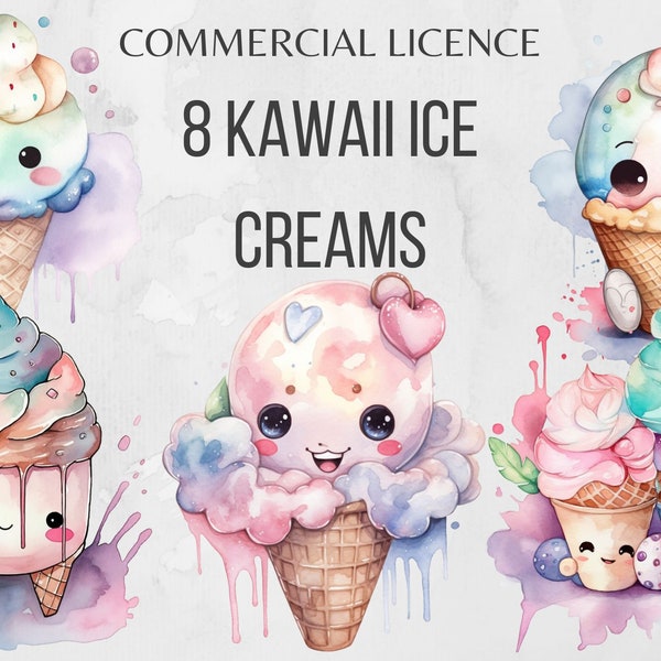 Kawaii Clipart Ice Cream Clipart Candy Clipart Cute Ice Cream Clip Art Ice Cream Instant Download Food Clipart Ice Cream PNG Summer Clipart