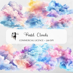 Nuages Clipart jour de pluie PNG pluie aquarelle ciel superposition arc-en-ciel pastel printemps été indésirable journal fournitures de scrapbooking sublimation météo