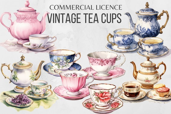 Vintage Tea Cup Clipart PNG Vintage Pink Teacup Clipart Tea cup png Tea Party Clipart Tea Time art Flower Teacup Png Scrapbook Junk Journal