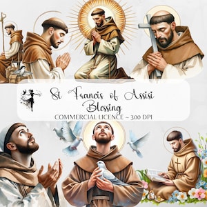 São Francisco de Assis Bênção Clipart Imprimível Oração de São Francisco Design Católico Religioso Cristão PNG Design de Sublimação Baseado na Fé