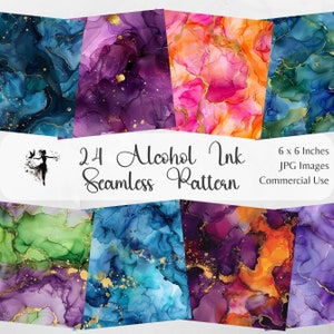 Alkohol Tinte Nahtlose Muster Digitales Papier Hintergründe Gold Ader Printable Scrapbooking Junk Journal Puppenhaus Tapete Lila Orange Blau