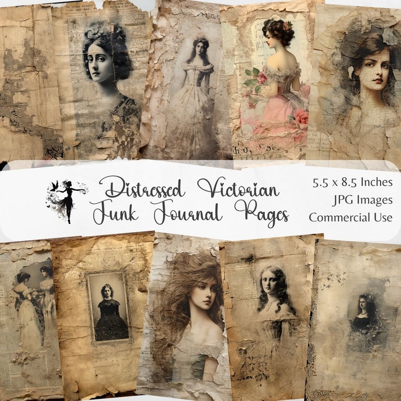 Victorian Junk Journal Pages Digital Scrapbook Paper Kit Printable ...