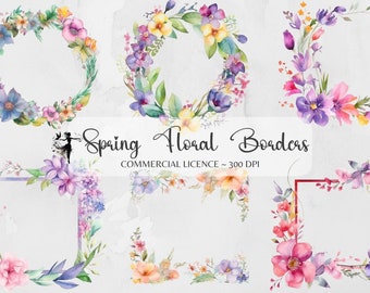 Primavera confine PNG Clipart floreale Wildflower Clipart Corona floreale Acquerello Cornici floreali Bordi Pasqua Botanica Clipart Fiori Carta